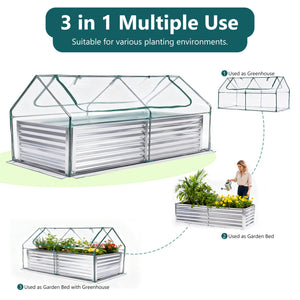 Sweetcrispy Mini Greenhouse Raised Garden Bed with Dual Roll-Up Windows