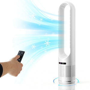 Sweetcrispy Tower Fan with 8 Speeds, 80° Oscillating Bladeless Fans with Remote Control