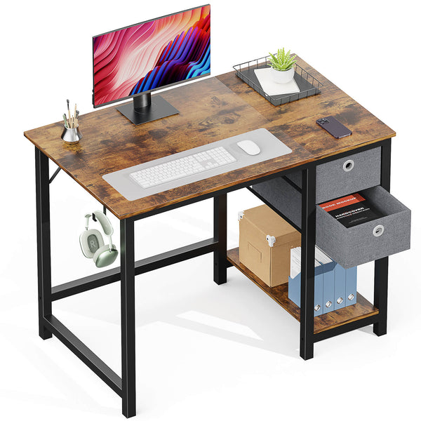 Sweetcrispy Computer Desk with Drawers for Bedroom Playroom