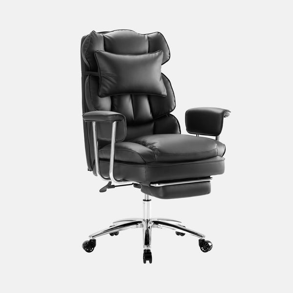 Sweetcrispy Computer Chair Leather with Leg Rest for Office
