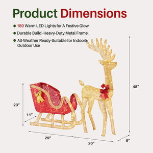 Sweetcrispy LED Reindeer Sleigh Set - Outdoor Christmas Decor