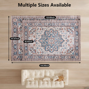 Sweetcrispy Washable Low-Pile Polyester Area Rug