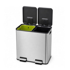 Sweetcrispy Double-Bin Stainless Steel Trash Can with Lid