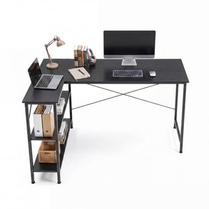 Sweetcrispy, L Shaped Computer Desk with Storage Shelves, Corner Office Desk