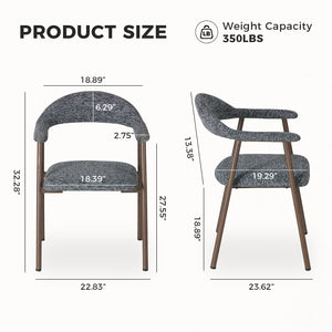 Sweetcrispy Upholstered Dining Chairs, Wood-Look Finish with Sturdy Metal Frame, Set of 2