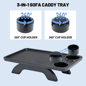 SWEETCRISPY Sofa Arm Tray - Stable Organizer for Drinks Snacks Remote, Universal Fit for Couch Armrests, Non-Slip Design, Easy Install