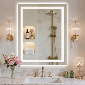 Sweetcrispy Rectangular LED Bathroom Mirror with Anti-Fog & Touch Control