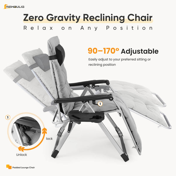Sweetcrispy Foldable Zero-Gravity Outdoor Lounge Chair for Beach/Patio