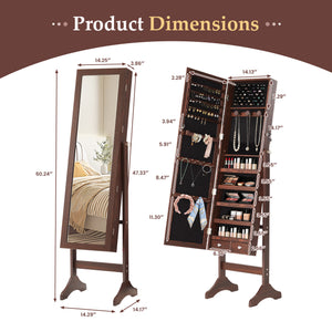 Sweetcrispy Freestanding Adjustable Full Length Mirror Jewelry Cabinet