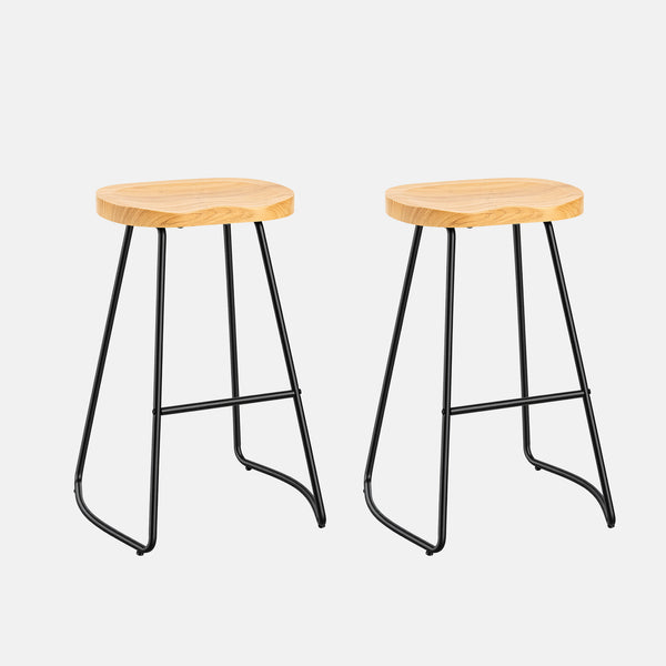 Sweetcrispy Wooden Counter Height Bar Stool with Metal Frame & Footrest