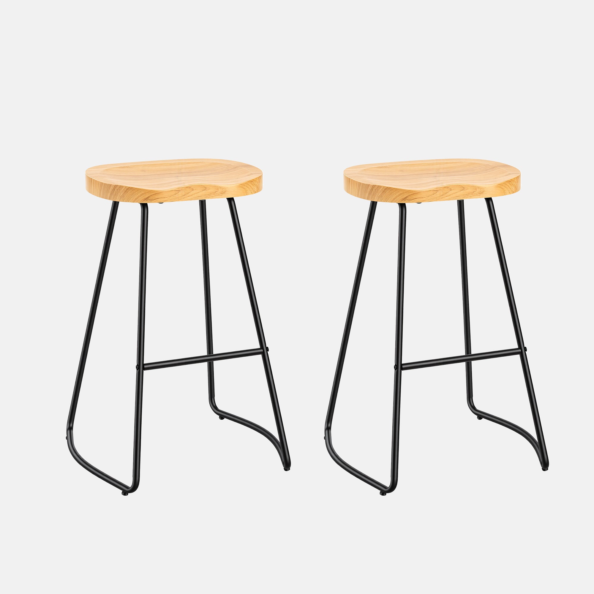 Sweetcrispy Wooden Counter Height Bar Stool with Metal Frame & Footrest