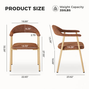 Sweetcrispy Upholstered Dining Chairs, Wood-Look Finish with Sturdy Metal Frame, Set of 2