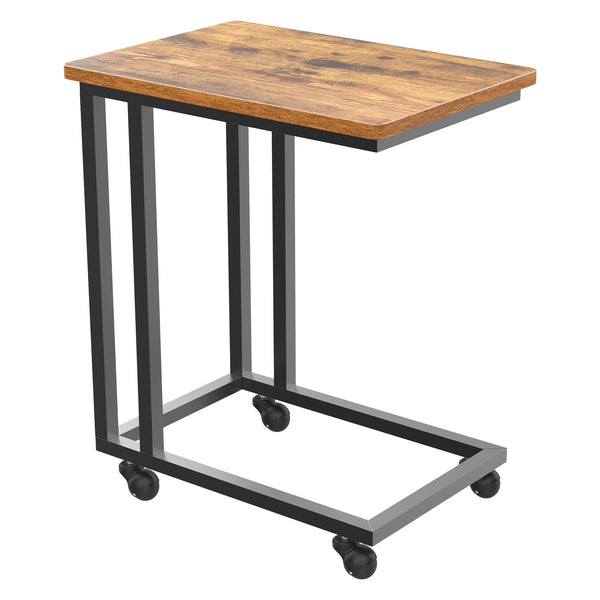 Sweetcrispy C-Shaped Side Table with Removable Casters for Small Spaces