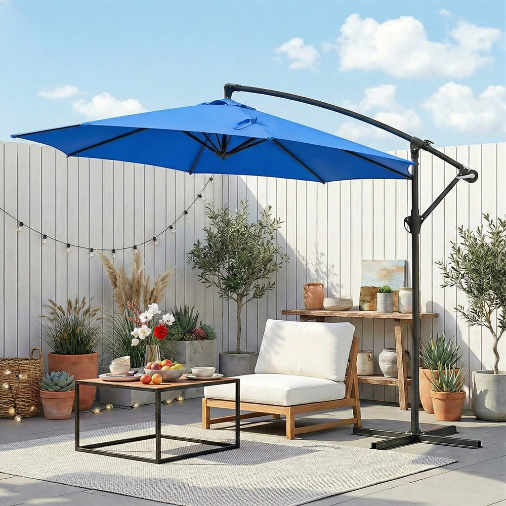 Sweetcrispy 10ft Cantilever Patio Umbrella for Garden, Backyard, Poolside