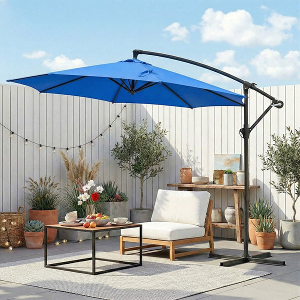 Sweetcrispy 10ft Cantilever Patio Umbrella for Garden, Backyard, Poolside