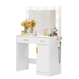 Sweetcrispy Makeup Vanity Desk with Oversized LED Mirror