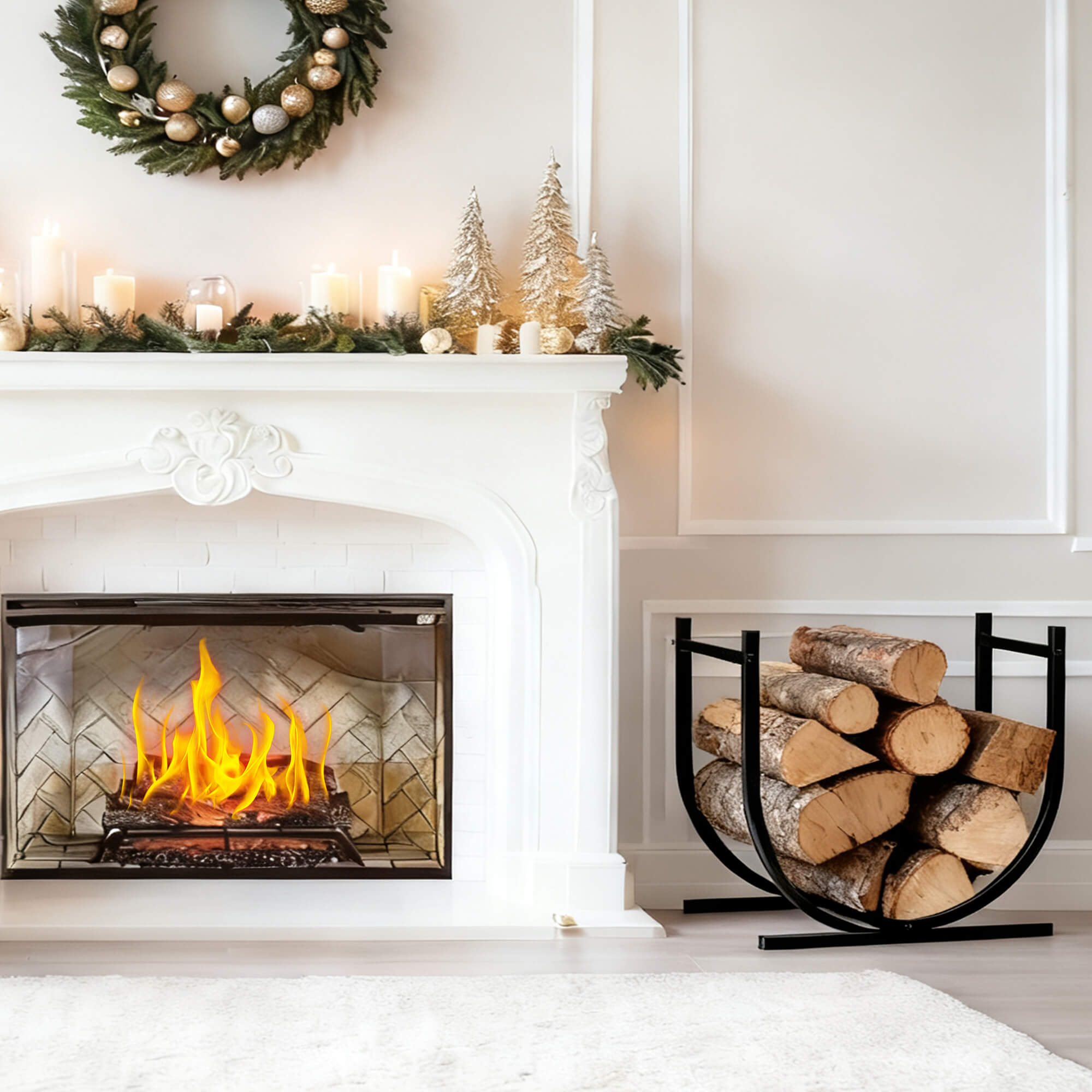 Sweetcrispy SteadyHearth Heavy Duty U-Shaped Firewood Rack