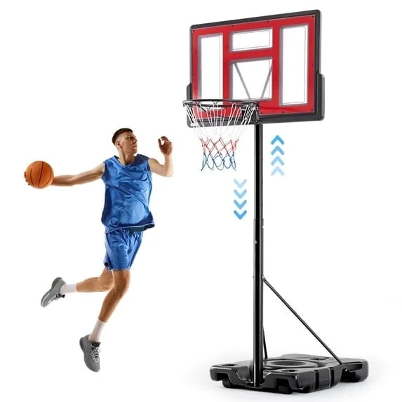 Sweetcrispy Portable Basketball Hoop, 44" Shatterproof Backboard, Adjustable Height 6.1ft-10ft, Black