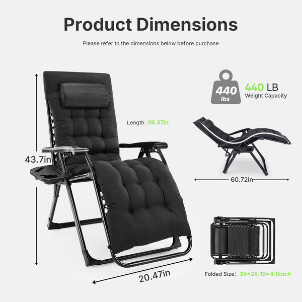 Sweetcrispy Foldable Zero-Gravity Outdoor Lounge Chair for Beach/Patio