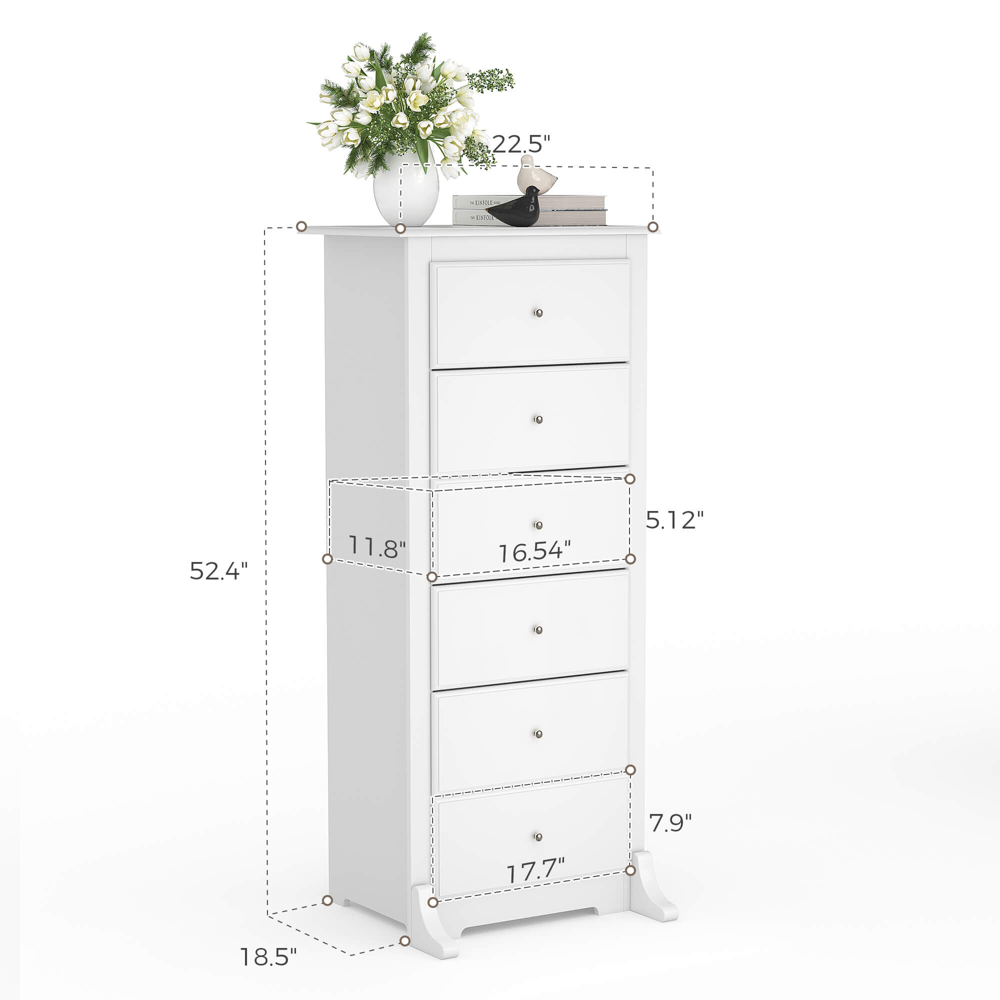 Sweetcrispy Tall 6-Drawer Wooden Dresser for Bedroom and Living Room Brown
