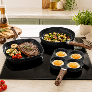 Sweetcrispy 17-Piece Non-Stick Cookware Set with Detachable Handles