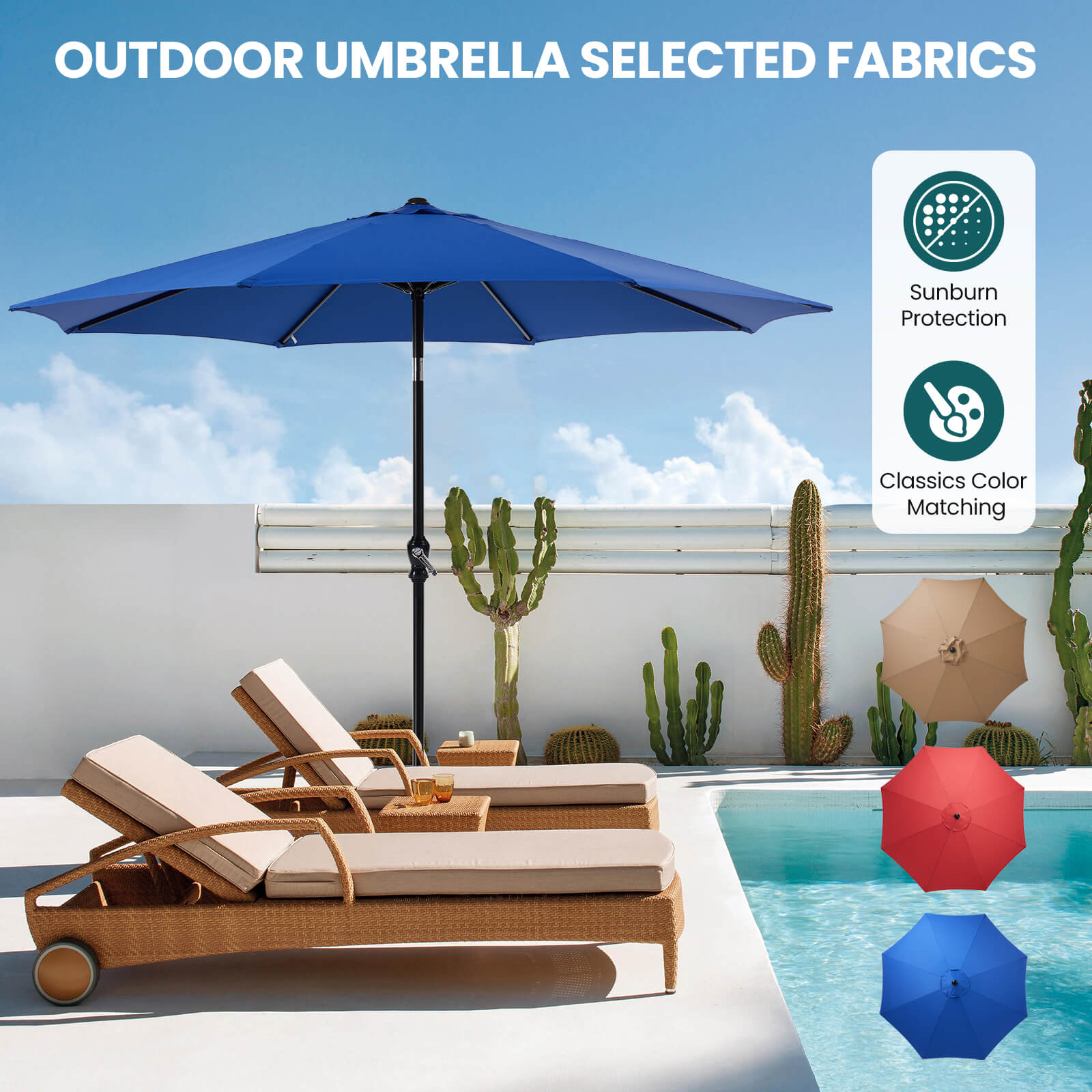 cool patio umbrella sunshade Sweetcrispy Patio Sunshade, 9 Feet with 8 Bones for Patios, Pools