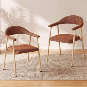 Sweetcrispy Linen-Upholstered Ergonomic Dining Chairs Set of 2