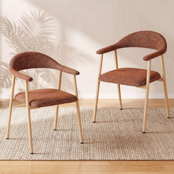 Sweetcrispy Linen-Upholstered Ergonomic Dining Chairs Set of 2