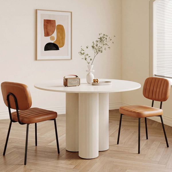 Sweetcrispy Dining Chair 2 Piece Faux Leather Cushion Set for Dining Room