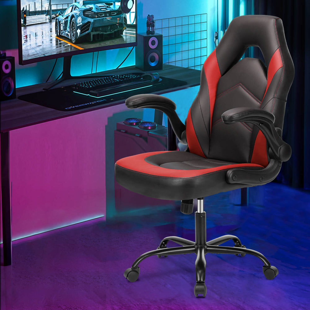Sweetcrispy Leather Gaming Chair Height Adjustable For Playroom