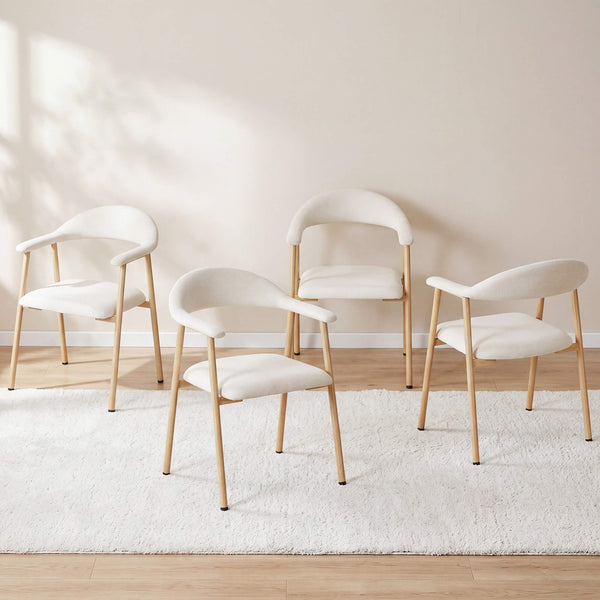 Sweetcrispy Linen-Upholstered Ergonomic Dining Chairs Set of 2