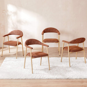 Sweetcrispy Linen-Upholstered Ergonomic Dining Chairs Set of 2