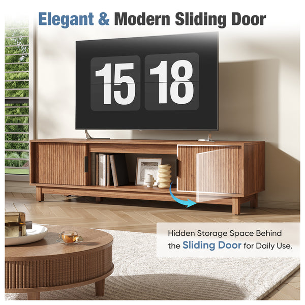 Sweetcrispy Boho TV Stand with Storage, Entertainment Center for TVs up to 65”
