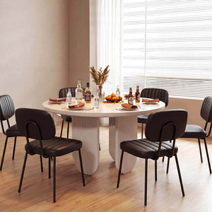 Sweetcrispy Dining Chair 2 Piece Faux Leather Cushion Set for Dining Room