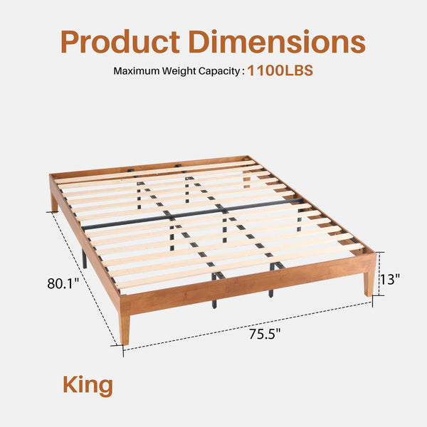 Sweetcrispy Basic Solid Wood Platform Bed Frame