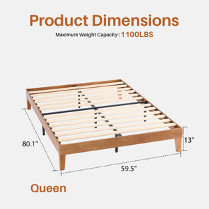 Sweetcrispy Basic Solid Wood Platform Bed Frame
