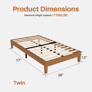 Sweetcrispy Basic Solid Wood Platform Bed Frame