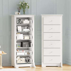 Sweetcrispy Tall 6-Drawer Wooden Dresser for Bedroom and Living Room
