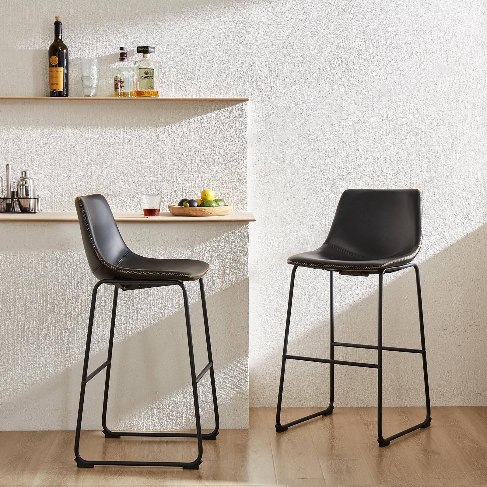 Sweetcrispy Set of 2 Barstool, Industrial Faux Leather, for Kitchen Dining Room – sweetcrispy