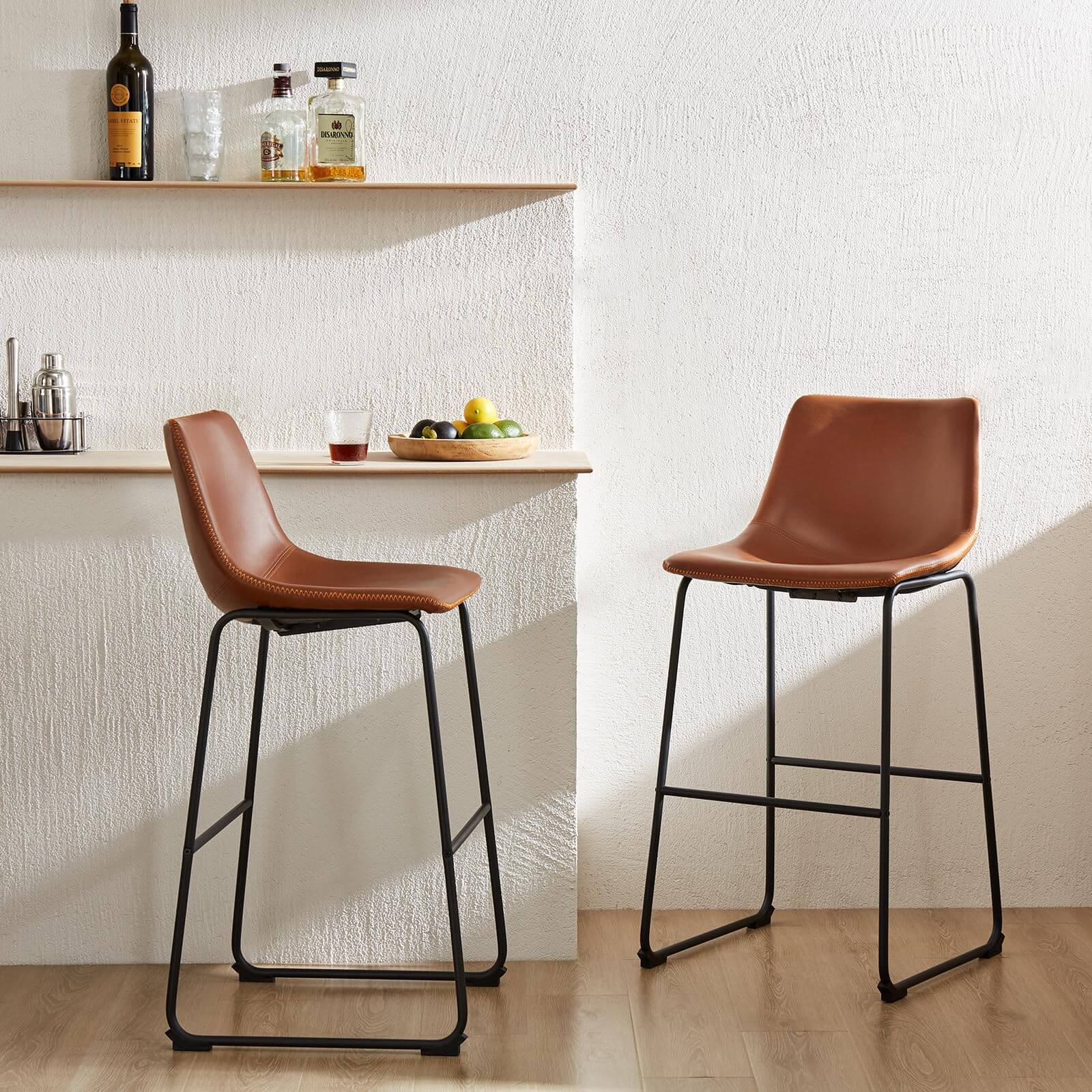 Sweetcrispy Set of 2 Barstool, Industrial Faux Leather, for Kitchen Dining Room – sweetcrispy