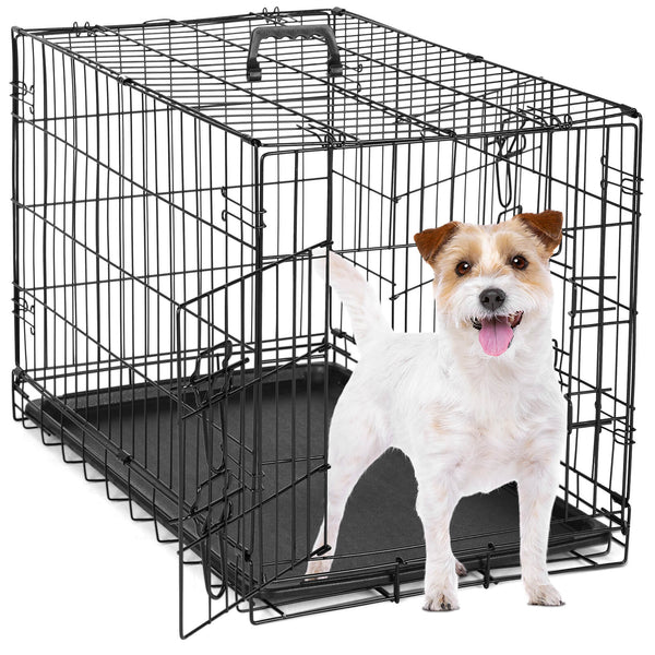 Sweetcrispy Dog Crate Double Door with Divider Foldable Indoor/Outdoor