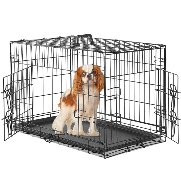 Sweetcrispy Dog Crate Double Door with Divider Foldable Indoor/Outdoor