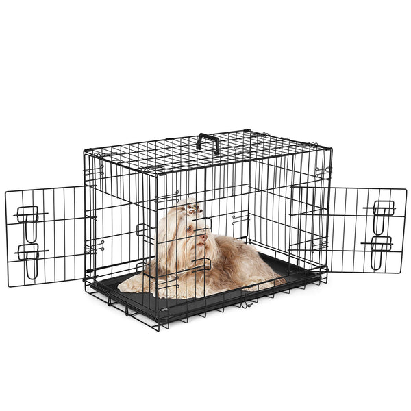 Sweetcrispy Dog Crate Double Door with Divider Foldable Indoor/Outdoor