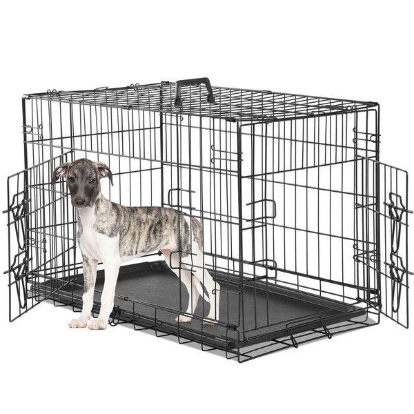 Sweetcrispy Dog Crate Double Door with Divider Foldable Indoor/Outdoor