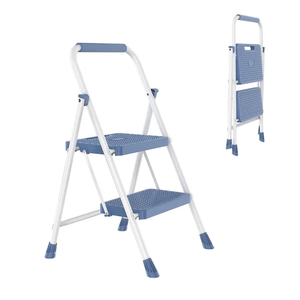Sweetcrispy 2-Step 330 lbs Capacity Steel Step Ladder, Non-Slip Pedals Comfortable Handrails Portable for Kitchen Garage Outdoor, Black