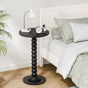 Sweetcrispy Round Side Table, Compact Wood Accent End Table with Waterproof Top for Sofa, Bedside, Corners & Small Space