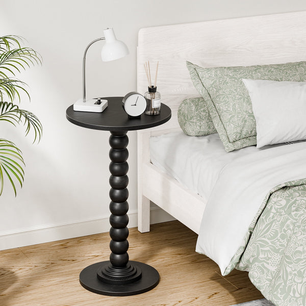Sweetcrispy Round Side Table, Compact Wood Accent End Table with Waterproof Top for Sofa, Bedside, Corners & Small Space
