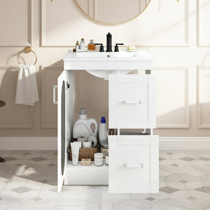 Sweetcrispy Freestanding Bathroom Vanity with Sink, 1 Door and Multiple Drawers