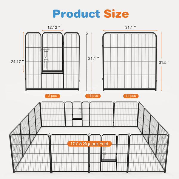 Sweetcrispy Dog Fence Collapsible for Garden Patio