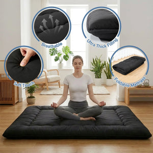 Sweetcrispy Japanese Floor Mattress with Washable Cover, Folding Memory Foam Sleeping Mat for Dorm, Camping & Guest Room